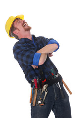 Image showing construction worker tittering 