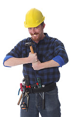 Image showing construction worker with hammer 