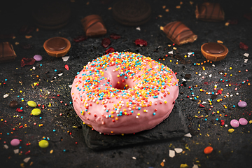 Image showing Still life of pink donut