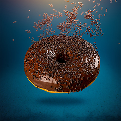 Image showing Sweet chocolate doughnut