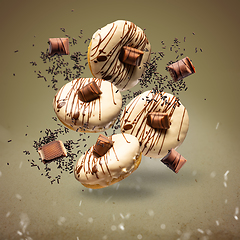 Image showing Flying donuts concept