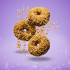 Image showing Donuts sprinkled with crunchy peanut