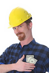 Image showing construction worker with earnings