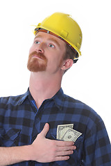 Image showing construction worker with earnings