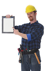 Image showing construction worker with documents