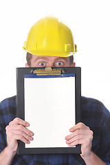 Image showing construction worker with documents