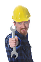 Image showing construction worker handle double wrench 