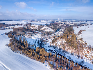 Image showing Aerial view of highland landscape