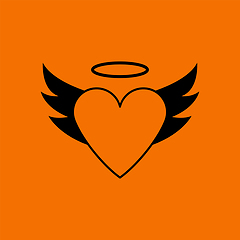 Image showing Valentine Heart With Wings And Halo Icon