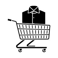 Image showing Shopping Cart With Clothes (Shirt) Icon