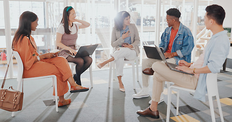 Image showing adult, black man, black woman, book, brainstorming, business, career, chicago, colleagues, communication, company, compliment, computer, conversation, coworker, coworkers, development, digital, discu