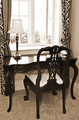 Image showing Antique desk and chair