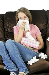 Image showing Teenage girl with a cold