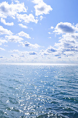 Image showing Blue water and sunny sky background