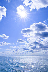 Image showing Blue water and sunny sky background