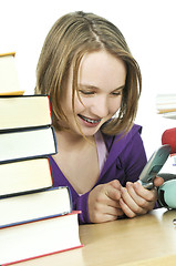 Image showing Teenage girl studying