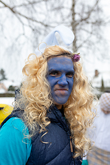 Image showing Peoples in mask attend Masopust or the Mardi Gras carnival, traditional ceremonial door-to-door procession. 