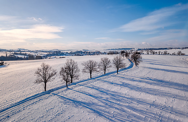 Image showing Winter rural road on a sunny frosty day