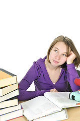 Image showing Teenage girl studying