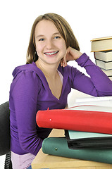 Image showing Teenage girl studying