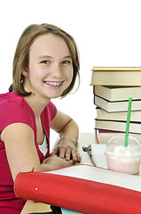 Image showing Teenage girl with milkshake