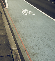 Image showing Vintage looking Bike lane sign