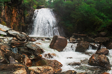 Image showing Korbu Waterfall at Lake Teletskoye