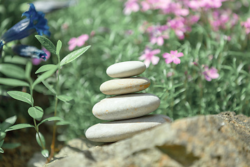 Image showing balancing pile of pebble stones, like ZEN stone