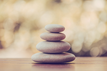 Image showing balancing pile of pebble stones, like ZEN stone