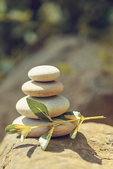 Image showing balancing pile of pebble stones, like ZEN stone