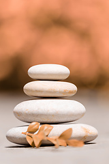 Image showing balancing pile of pebble stones, like ZEN stone