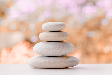 Image showing balancing pile of pebble stones, like ZEN stone