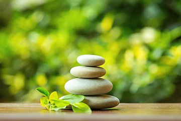 Image showing balancing pile of pebble stones, like ZEN stone