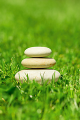 Image showing balancing pile of pebble stones, like ZEN stone