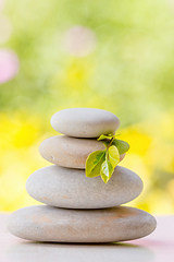 Image showing balancing pile of pebble stones, like ZEN stone