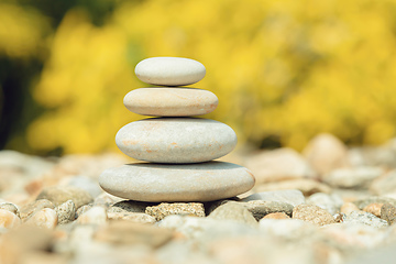 Image showing balancing pile of pebble stones, like ZEN stone