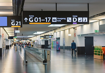 Image showing Peoples walking in Vienna airport terminal