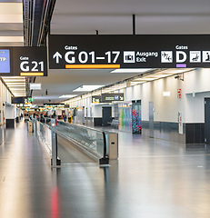 Image showing Peoples walking in Vienna airport terminal