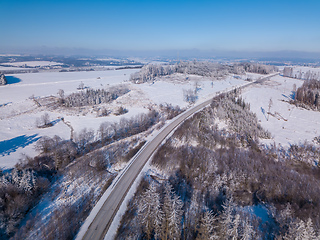 Image showing Aerial view of winter highland landscape
