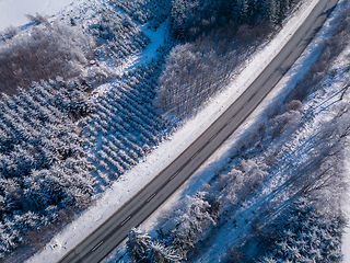 Image showing Aerial view of winter highland landscape