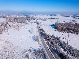 Image showing Aerial view of winter highland landscape