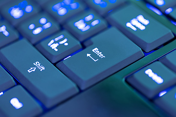 Image showing Closeup of laptop or desktop computer keyboard