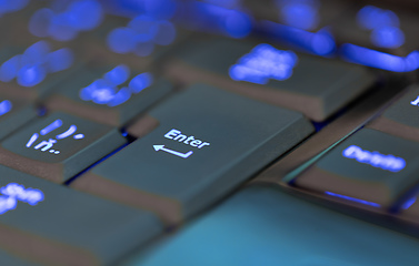 Image showing Closeup of laptop or desktop computer keyboard