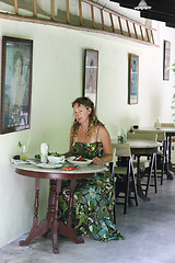 Image showing Woman dining