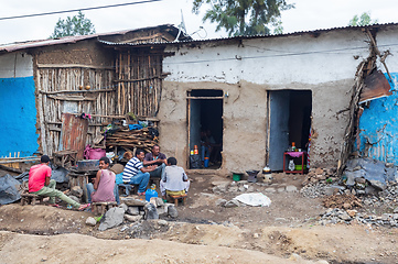 Image showing Ethiopian mans resting behind house