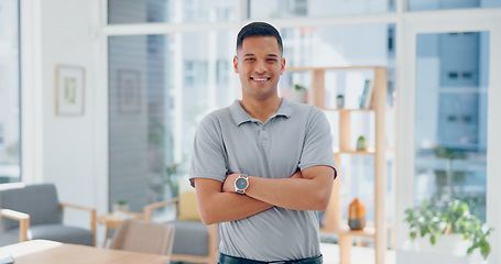 Image showing Businessman, ceo and corporate worker with success and face in Los Angeles office, executive and entrepreneur. Smile, workplace and career satisfaction, professional portrait and leadership vision.