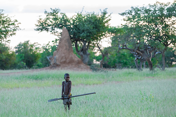 Image showing Himba boys, indigenous namibian ethnic people, Africa