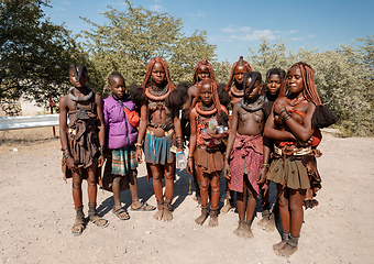 Image showing Himba woman with in the village, namibia Africa