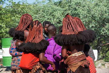 Image showing Himba woman with in the village, namibia Africa