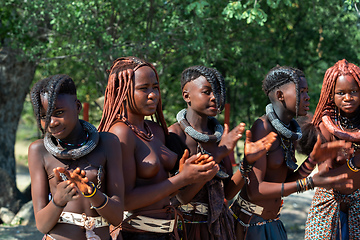 Image showing Himba woman with in the village, namibia Africa